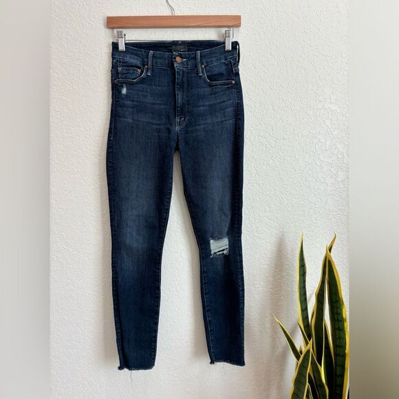 Mother High Waisted Looker Ankle Fray Cat Attack Skinny Jeans Size 26 - Picture 1 of 6